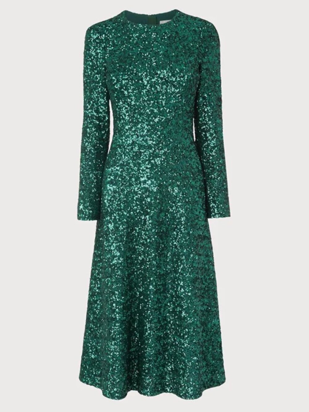 RARE! L. K. Bennett Lazia Sequin Long Sleeve Forest Green Maxi Dress, US 6 NWOT